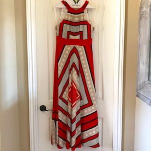 Eliza J Orange Multi Maxi Dress